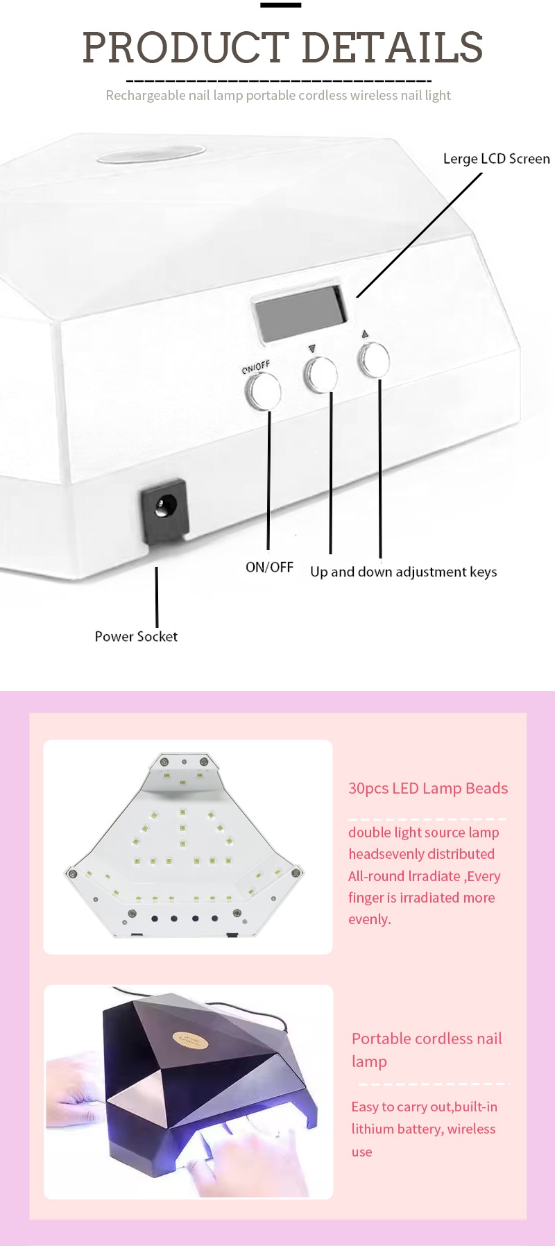 Cordless Rechargeable Nail Curing Lamp