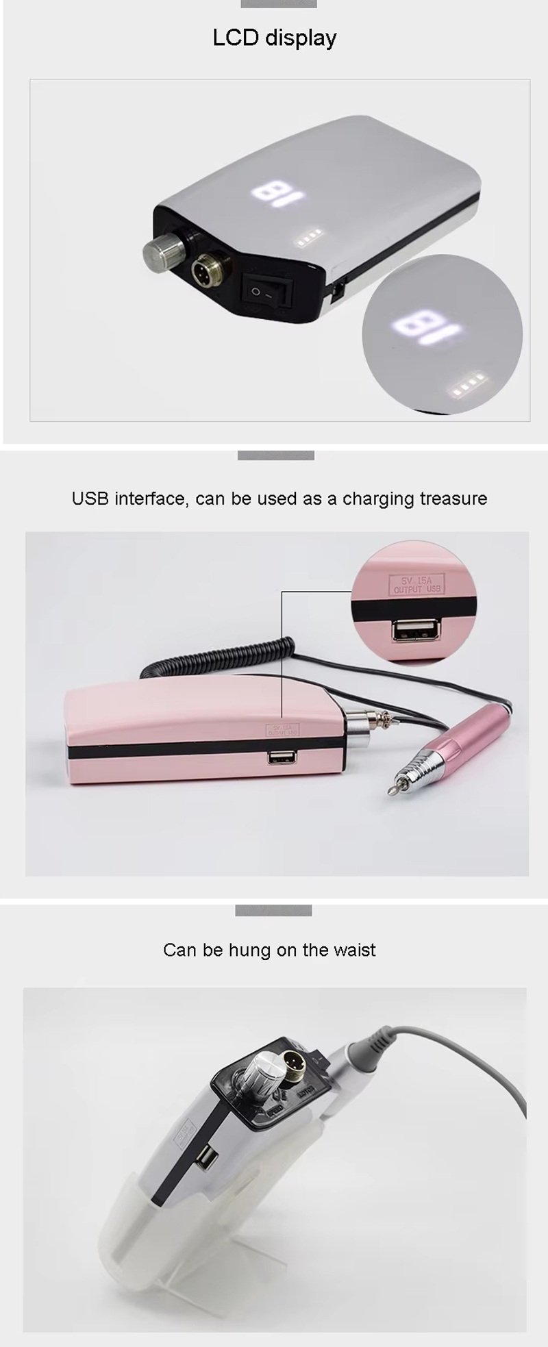 Portable High Speed Nail File Professional Salon Tool