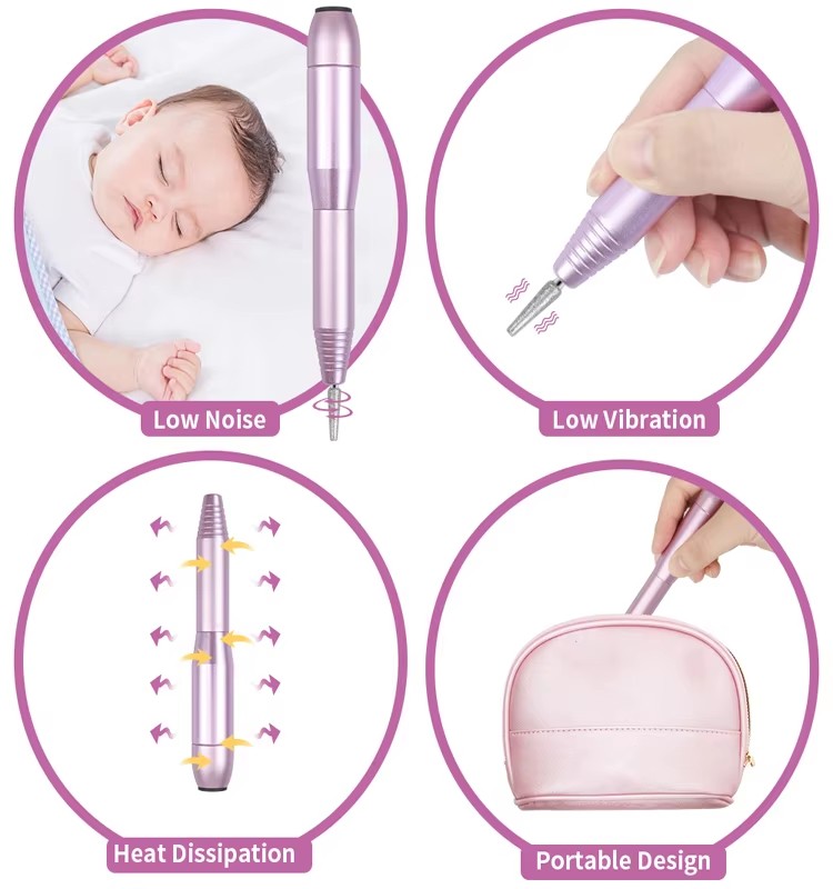 Low noise, vibration and heat dissipation of the nail drill