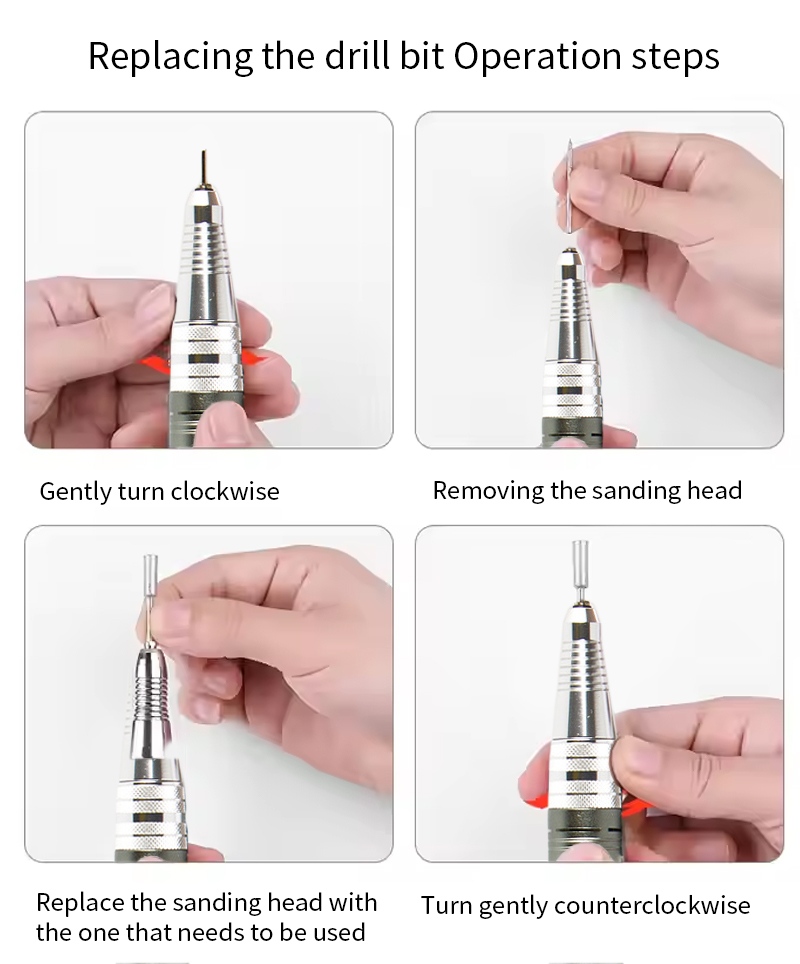 Complete nail drill kit 6 bits and sanding bands included accessories