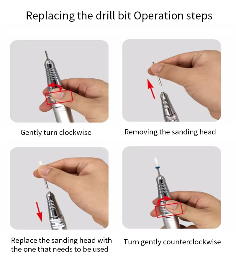 Operation steps for the portable USB nail file