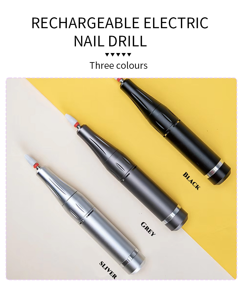 RUINA Rechargeable Electric Nail Drill available in Silver, Grey, and Black