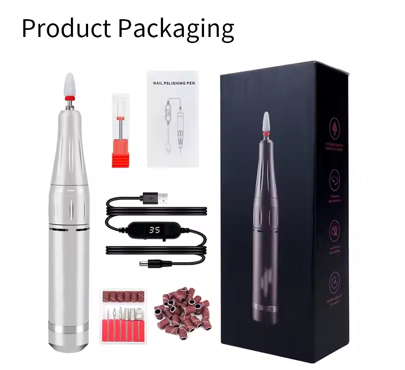 Product packaging contents: pen, USB cable with controller, ceramic drill bits, sanding bands, user manual
