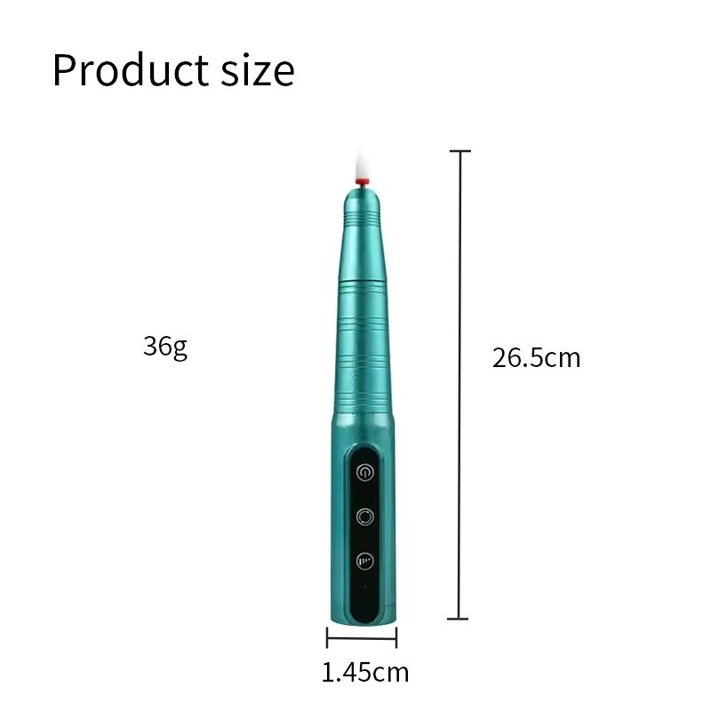 RUINA Portable E File Pen size dimensions: 26.5cm length, 1.45cm width, and 36g weight