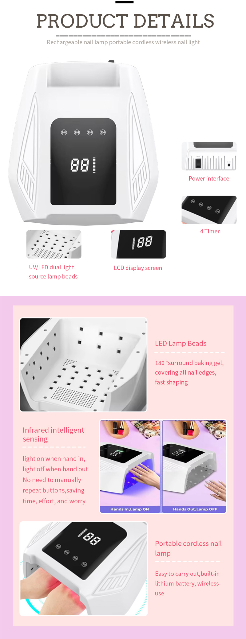 Nail light curing application on hand